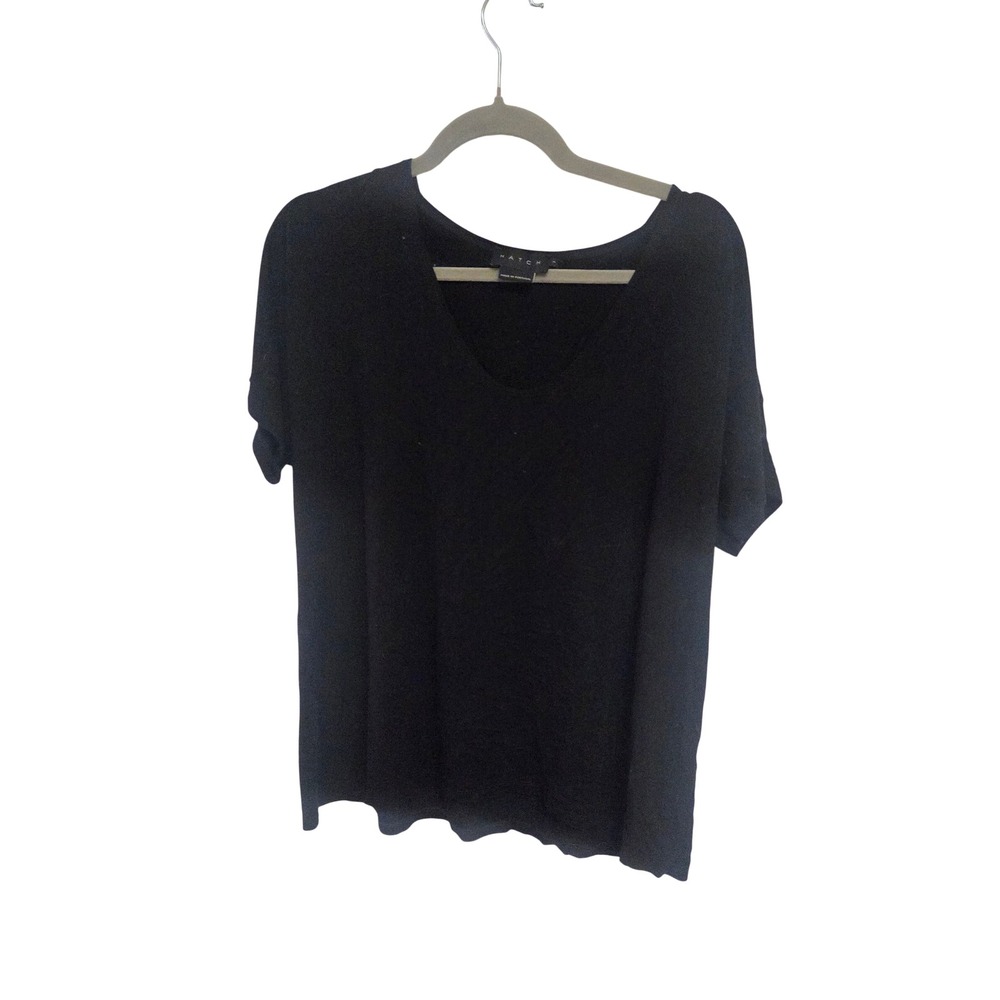 Hatch Collection Black V-Neck Short Sleeve Maternity Tee Size 1 Made in Portugal